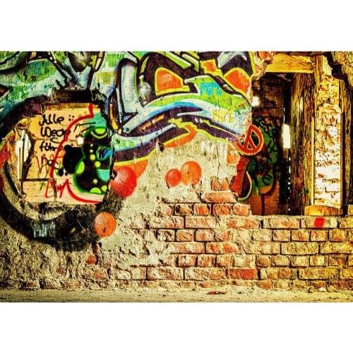 Graffiti Shabby Brick Wall Photo Backdrop Computer Printed Photography Background for Children Baby Portrait Photophone Props