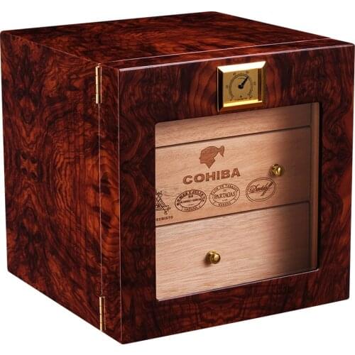 COHIBA Luxury christmas gift Cigar Humidor Cabinet Storage Box wirth High Glossy Wooden with Free Hygrometer&Humidifier ca-0412