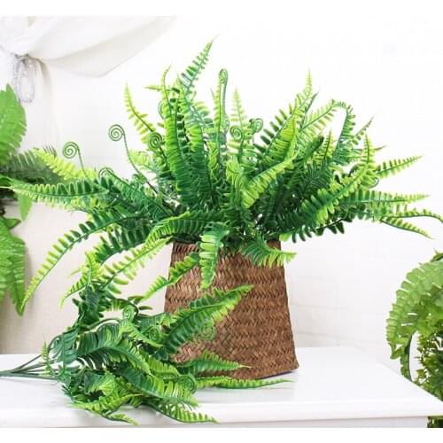 7 Fork Artificial Plants Bouquet Green Imitation Plastic Grass Leaves Fake Flower Plant Living Room Home Wedding Table Decor