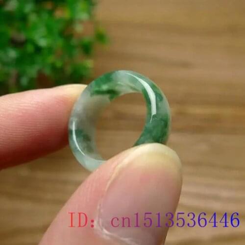 Green Jade Ring Gemstone Fashion Chinese Gifts Charm Crafts Amulet Jewelry Natural Carved Jadeite