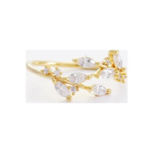 HF JEL 100% 925 Sterling Silver Rings Gold Silver Cute Leaf CZ Rings for Women Girls Lady Jewelry Anniversary Christmas Gifts