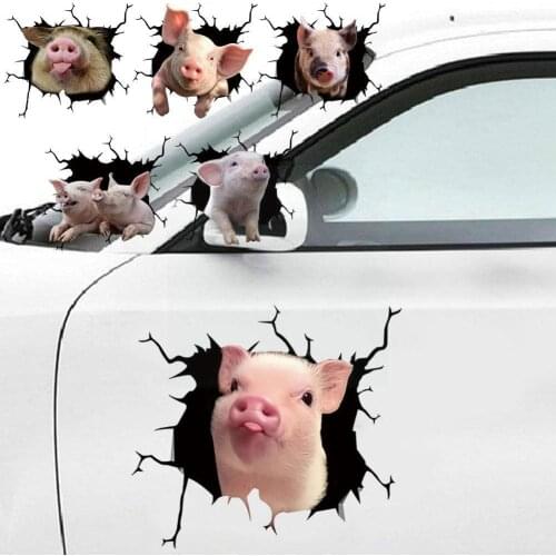 Creativity Car Sticker 30*30cm Pig Crack Sticker Car Car For Auto Decals Body Rear Stickers Funny Colorful Automobile Stick C6T8