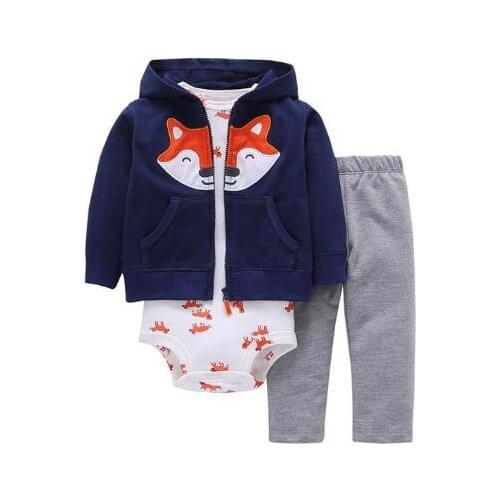 Newborn jacket + pants + romper jacket cotton autumn and winter children boys and girls clothing suits, infant baby clothing