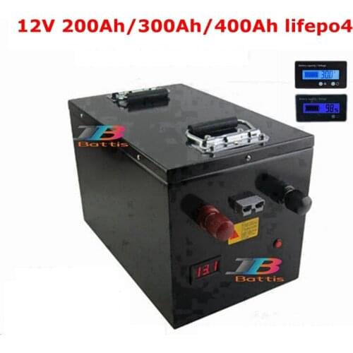 Lithium iron phosphate battery 12V 200Ah 300Ah 400Ah Lifepo4 battery 150A BMS for RV EV Caravan motorhom storage+ 20A Charger