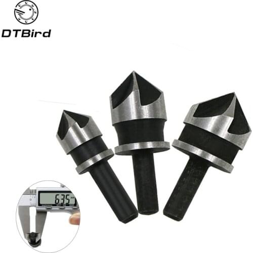 3pcs 5 Flute Countersink Drill Bit Set 90 Degree Chamfering Cutter For Wood Metal 12/16/19mm Debur Tool Set DT6