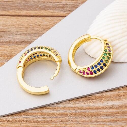 New Charm Copper Zircon Round Circle Earrings Cute Hoop Earrings Colorful/White Colors For Women Girls Party Wedding Jewelry