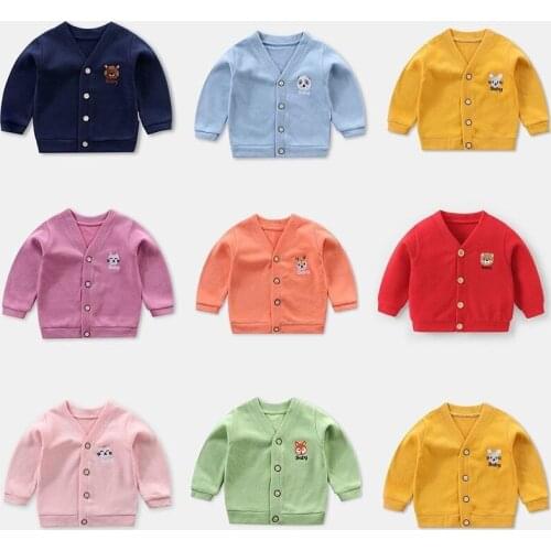 New Autumn Toddler Girls Sweater Baby Boys Clothes Knitted V-neck Cardigan Infant Candy Colors Tops Jackets Childrens Clothing