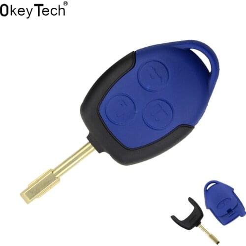 OkeyTech Replacement 3 Buttons Transit Connect Set Remote Key Shell For Ford Transit Good Quality Blue Case Cover New Styling