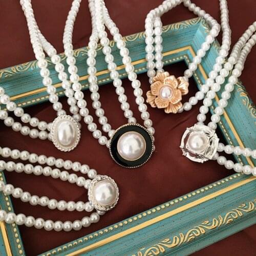 Imitation Pearls Choker Necklace, Simple Short Fashion Double Strands Necklace For Women Girls