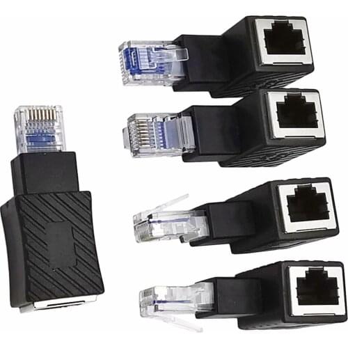 90 Degree Ethernet LAN RJ45 Male to Female, Right Angle Network Cat5 / Cat5e Extender Adapter