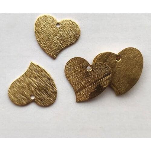 20pcs/Lot Charms Heart Mini Pendant Stamping Textured Crafts Brass Jewelry Fashion Earring Necklace Bracelet Making Accessories