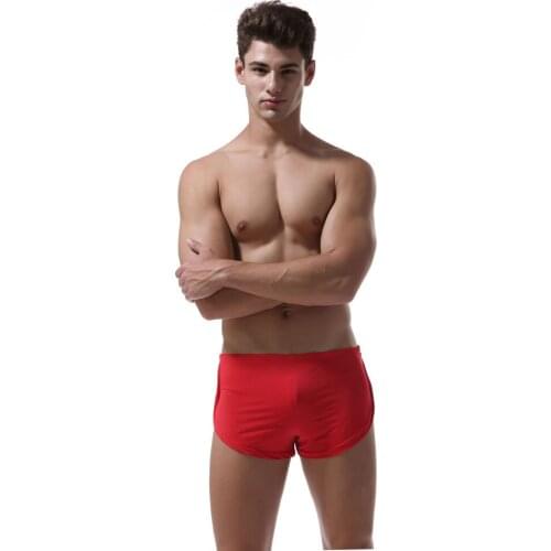 Selling Red Color European Size Men s Arrow Pants Sexy Breathable Low Waist Sports Pants Ice Silk Solid Boxer Shorts