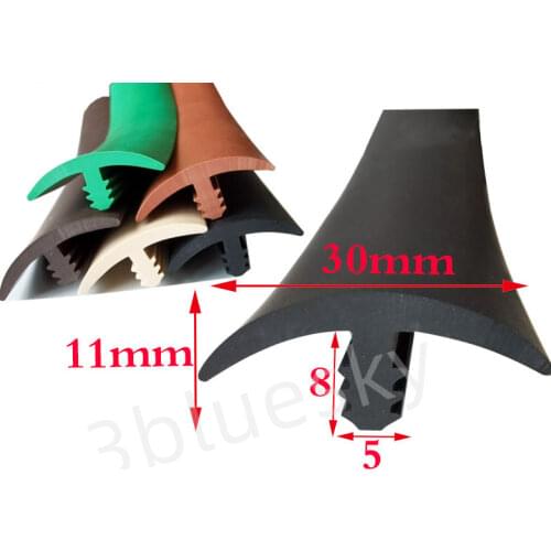 Rubber T Strip for Cable Solar Glass Metal Wood Panel Edge Encloser Shield Sealing 30x11mm Black Green Brown