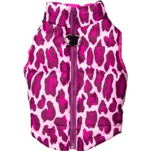 Pink Leopard Print Winter Small Dog Down & Parkas Pet Warm Coat Female Dog Thickening Sleeveless Wadded Jacket Vest Dog Clothes