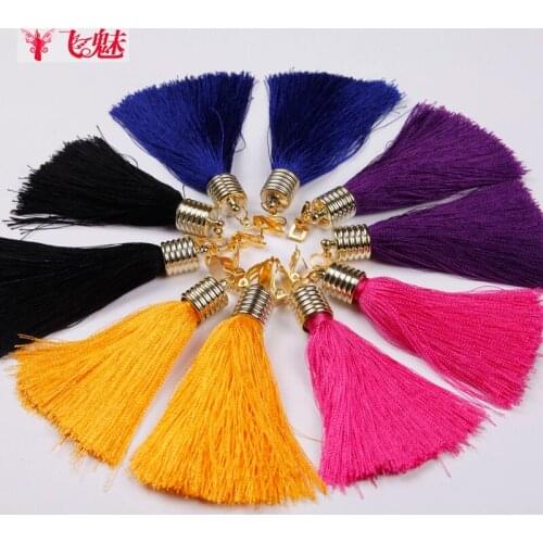 Adults Children no hole ear clip accessories stage performances Drop Earrings Latin dance tassel earrings