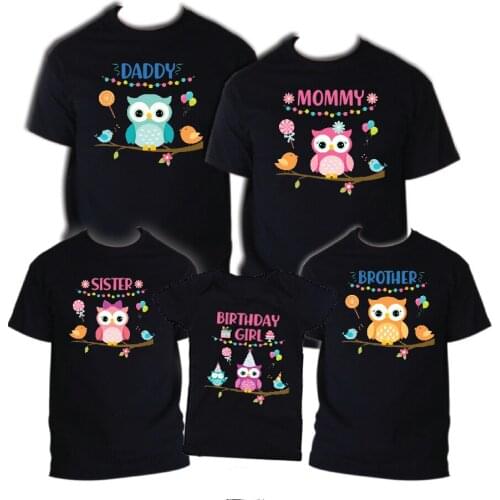 Owl Bird Birthday Matching T Shirts Dad Mon Baby Big Family Matching Outfits, All Family Member Availible Shirts Gift