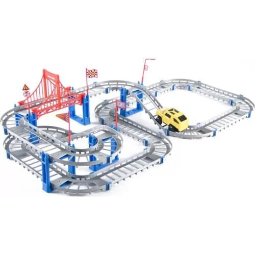 Rail transit toy car 3D Spiral Track Roller Coaster Toy Electric Rail Car Assembly Puzzle Viaduct model Traffic road Child Gift
