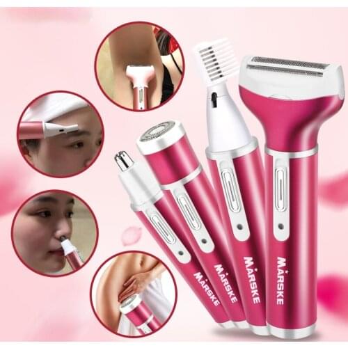4 in 1 Women Shaver Painless Hair Removal Epilator Shaving Machine Face Beard Eyebrow Nose Trimmer Body Electric Razor USB