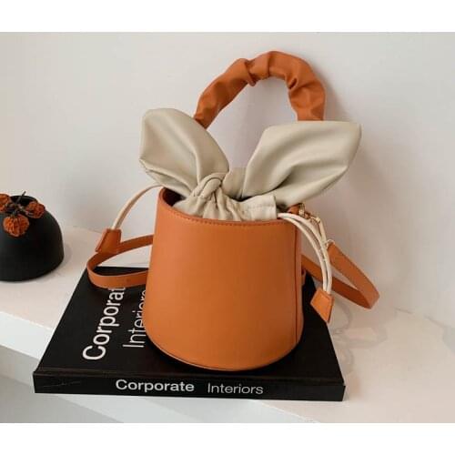 Female Tote Bucket Bag 2021 Luxury Designer Chic Women Leather Shoulder Messenger Bags Ladies Handbag Bunny Ears Phone Purses