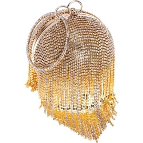 Diamond Tassel Evening Bags Clutch For Women 2020 Metal Crystal Round Ball Shoulder Crossbody Bags Luxury Evening Party Clutch