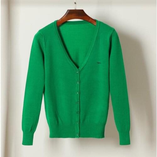 New Women Casual Spring Autumn Cardgians Knitted Sweater shirt 100%Cotton Embroidery Harmont Soft Blaine Long Sleeve Sweaters