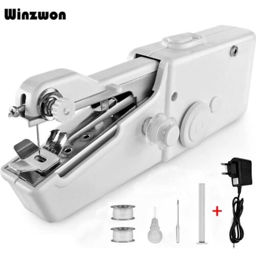1Pcs Manual Sewing Machine Quick Handy Stitch Fabric Craft Home Travel Portable Sewing Machine With Power Adapter For Beginner
