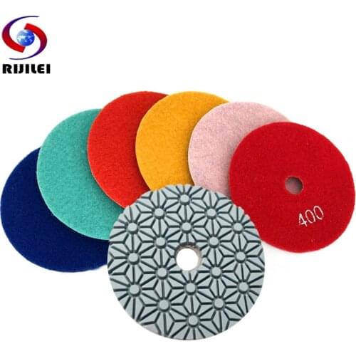 RIJILEI 10PCS/Set 100mm Diamond Polishing Pads 5 Step 4 Inch Wet Polishing Pad For Marble Diamond Abrasive Tools HF12