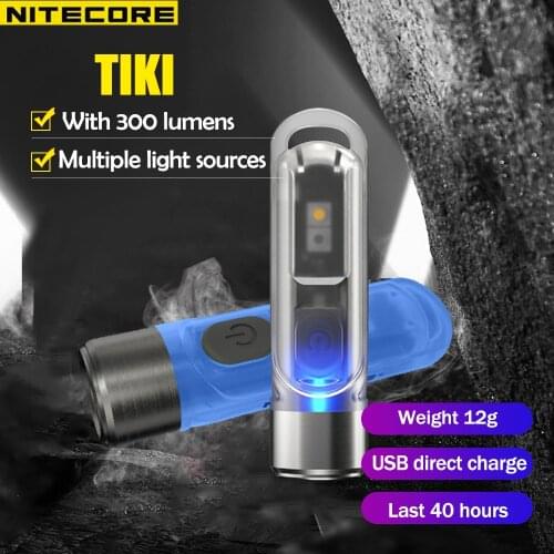 100% Original NITECORE TIKI EDC Flashlight 300 Lumens Portable Waterprof USB Rechargeable Mini Portable Lighting Emergency Light