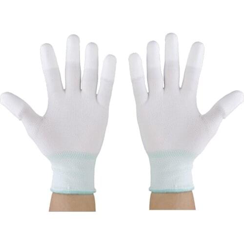 2x Nylon Quilting Gloves for Quilters Sewing Craft Size M White