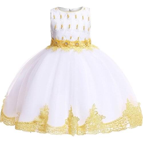 2021 Beading Girl Party Dress Elegant Kids Dresses For Girls Clothes Children Lace Princess Tutu Dress Wedding Dress 9 10 Years