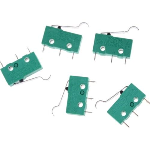 3 Pins Micro Touch Switches NO+NC 5A 125VAC 250VAC Mini Limit Switch Micro Switch Microswitches With Hinge Lever 5pcs