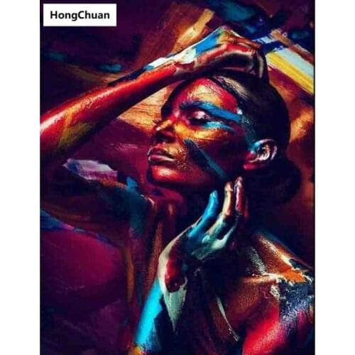 African woman 5D DIY diamond painting cross stitch needlework home decoration mural square/circle mosaic diamond embroidery