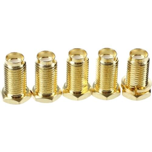 Promotion! 5 Pcs SMA Female Nut Bulkhead Crimp Straight RF Coax Connectors Adapters
