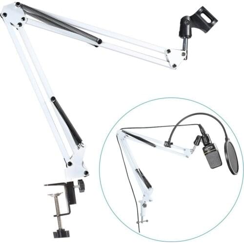 NEEWER White Broadcasting Studio Microphone Suspension Boom Scissor Arm stand, Extended up to 80cm (31.5")
