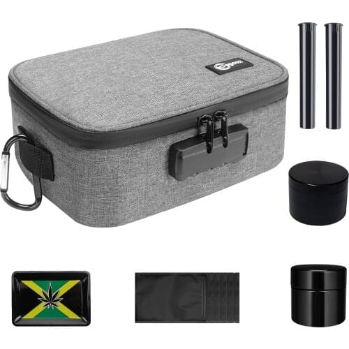 Large Smell Proof Bag Kit with 4 Items, Smell Proof Stash Case with Combination Lock, Carbon Lining Smell Proof Pouch Containers