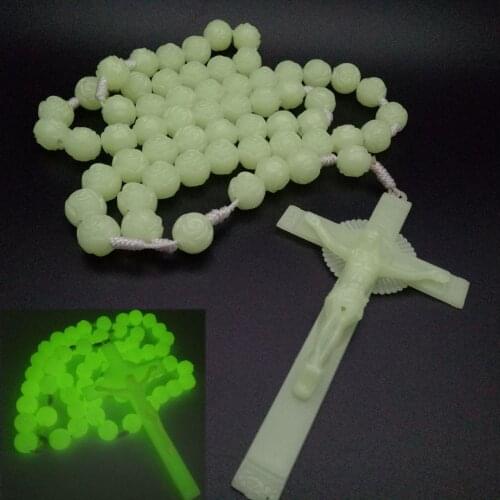 Oversized hanging decoration Catholic cross rosary 20mm luminous luminous necklace wall rosary