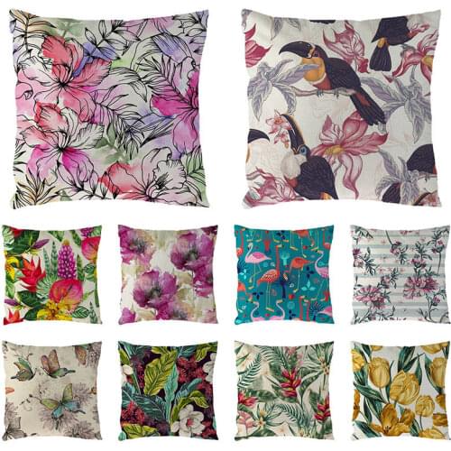 Exotic Garden Summer Natural Flowers Leaf Botanical Tropical Jungle Cushion Cover Car Home Decor Sofa Throw Pillow Case 1580