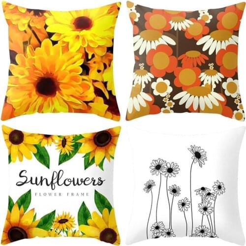 18'' Nordic Little Daisy Geometric Pillow Case Bedroom Sofa Car Soft Cushion Cover Fashion Simple Home Decorative Pillowcases