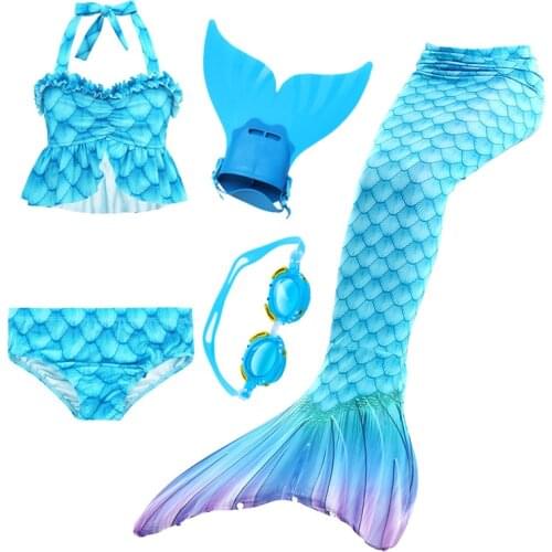 2020 Kids Mermaid Tail for Girls Swimming Mermaid Swimsuit can add Goggles Monofin Fancy Party Cosplay Costume Clothes