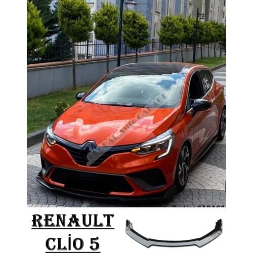 For Renault Clio 5 Front Bumper Attachment Lip 2019-2021 Piano Glossy Black Splitter Diffuser Universal Spoiler Bumper Mud Flaps