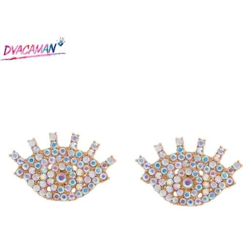 Dvacaman Bohemian Charm Evil Eyes Small Stud Earrings Women Cute Preal Rhinestone Statement Luxury Jewelry Accessories Wholesale