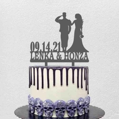Personalized Military Wedding Cake Topper Custom Couples Name Wedding Date Army Navy Air Force Marines Wedding Cake Topper YC230