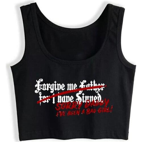 Crop Top Female Sorry Daddy Ive Been A Bad Girl Ddlg Bdsm Print Fit White Cotton Tank Top Women
