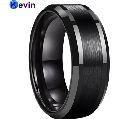 Men Women Tungsten Ring Black Wedding Band 6MM 8MM Available With Polished Brushed Finish Comfort Fit