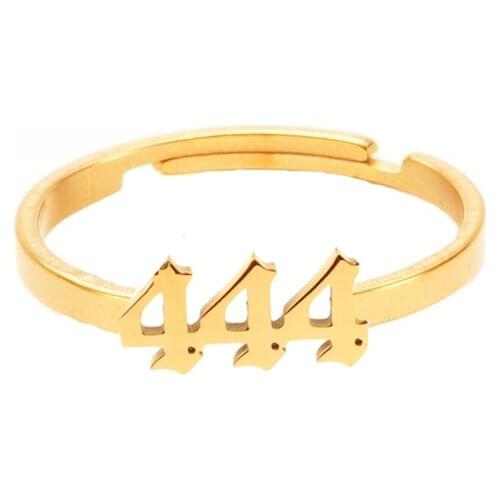Lucky 111 222 333 444 555 777 888 999 666 Rings Stainless Steel Angel Number Ring Adjustable Finger Rings Minimalist Jewelry