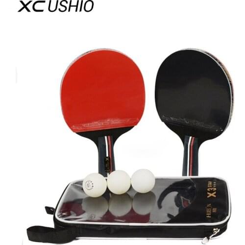 HUIESON 3 Star 2 Pcs Table Tennis Rackets Set 7 Ply Wood Blade Double Face Pimples-in Rubber for Children Teenagers New Learners
