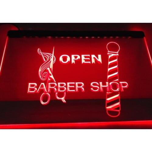 LB006- OPEN Barber Pole Scissor LED Neon Light Sign home decor crafts