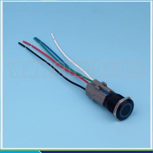 SET 19mm black housing metal button switch ring lighting reset push button switch wired harness