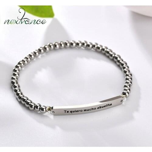 Nextvance Charm Beads Bracelets Engrave Letter Bracelets For Women Spanish abuelita Pulseras Anniversary Gift For Grandma