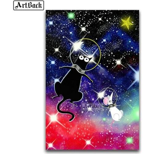 New Arrival 5d Diamond Painting Starry Cat Full Square 3d Diamond Embroidery Crystal Mosaic Art Home Decoration